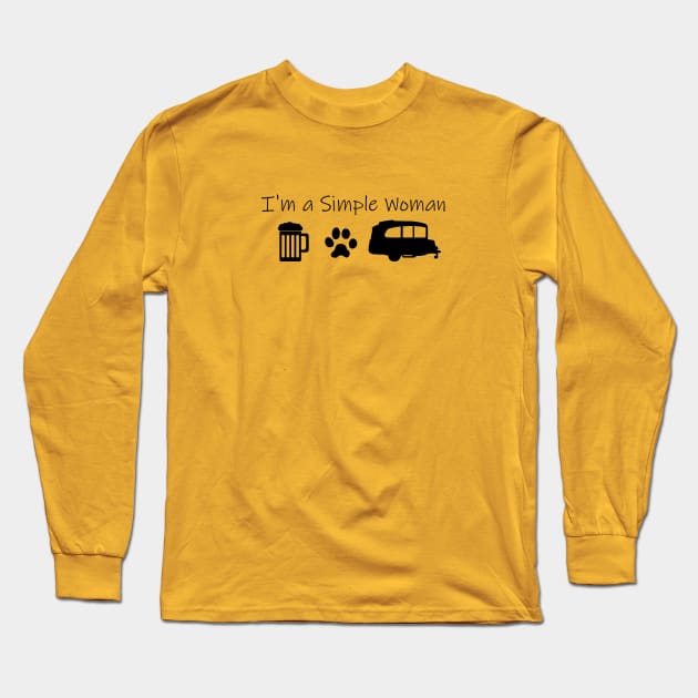 Airstream Basecamp "I'm a Simple Woman" - Beer, Cats & Basecamp T-Shirt Long Sleeve T-Shirt by dinarippercreations